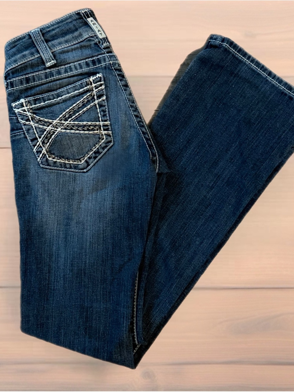 Ariat R.E.A.L. Denim Low Rise Boot Cut Jeans Women’s Size 24R Dark Wash Western - Picture 3 of 9
